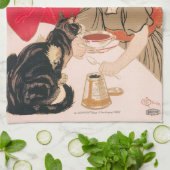 チョコフランスのレートと茶のヴィンテージスティーンレンポスター キッチンタオル (折り畳み)