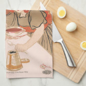 チョコフランスのレートと茶のヴィンテージスティーンレンポスター キッチンタオル (四つ折り)