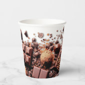チョコホリックホットチョコレートココアホワイトブラウン 紙コップ (正面)