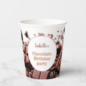 チョコホリック熱チョコレートココアホワイトブラウン名 紙コップ (正面)