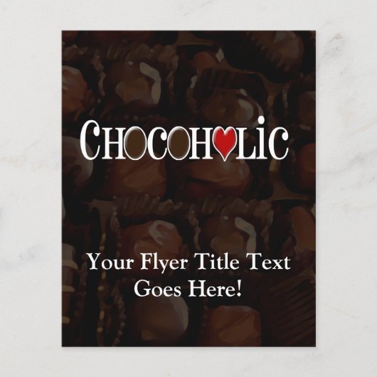 チョコホリック、ダークブラウン、赤いハートおもしろいデザイン チラシ (正面)