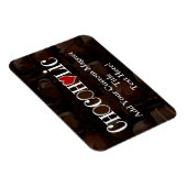 チョコホリック、ダークブラウン、赤いハートおもしろいデザイン マグネット (右側)