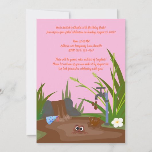 チョコポンドフロギーおもしろい誕生日 招待状 (裏面)