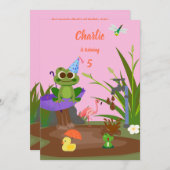 チョコポンドフロギーおもしろい誕生日 招待状 (正面/裏面)