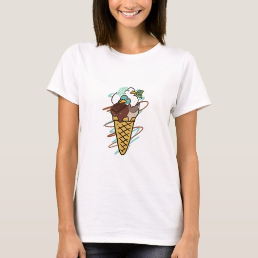 チョコミントアイスアヒル Tシャツ (正面)