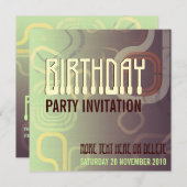 チョコミントレトロエレクトロパーティーバースデー招待状 招待状 (正面/裏面)