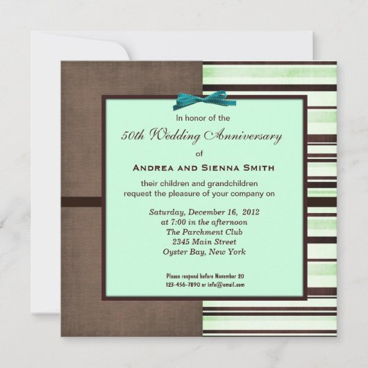 チョコミント 結婚50周年 招待状 (正面)