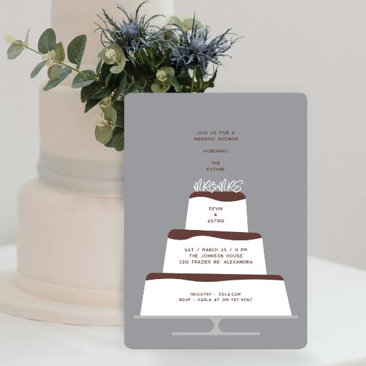 チョコモダンアイス結婚のケーキカップルのシャワー 招待状