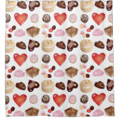 チョコモダンキャンディハート模様 シャワーカーテン (正面)