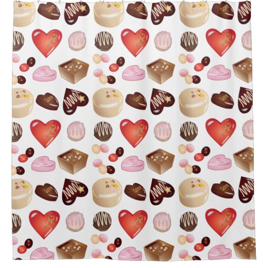 チョコモダンキャンディハート模様 シャワーカーテン (正面)