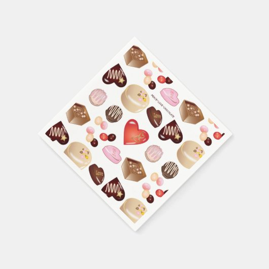 チョコモダンキャンディ菓子ハート模様 スタンダードカクテルナプキン (角)