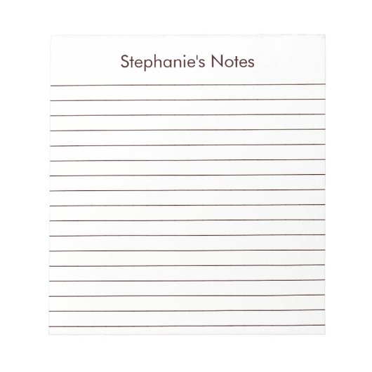 チョコモダンコレートブラウン横付きパーソナライズされた ノートパッド (正面)