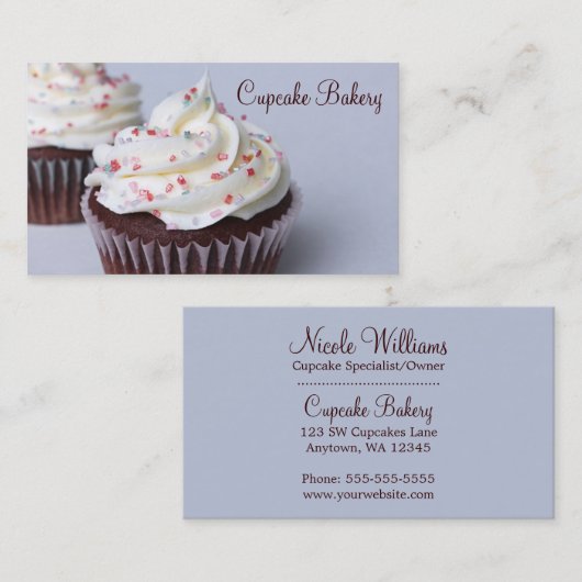 チョコモダンートカップケーキ散布つや消し 名刺 (正面/裏面)