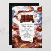チョコレーシンプルト赤ちゃんシャワー 招待状 (正面/裏面)