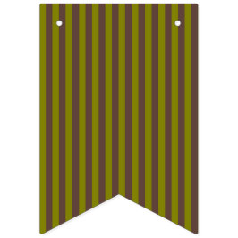 チョコレーストライプのトブラウンとオリーブグリーンの模様 バンティングフラッグ