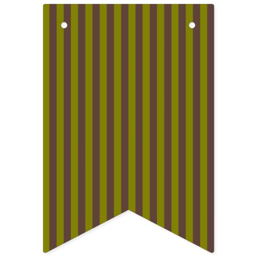 チョコレーストライプのトブラウンとオリーブグリーンの模様 バンティングフラッグ (第1の旗)