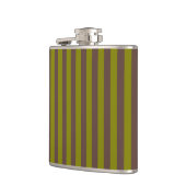 チョコレーストライプのトブラウンとオリーブグリーンの模様 フラスク (左)