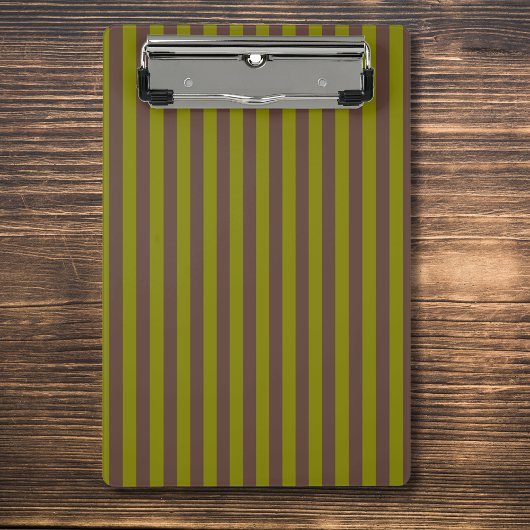 チョコレーストライプのトブラウンとオリーブグリーンの模様 ミニクリップボード