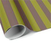 チョコレーストライプのトブラウンとオリーブグリーンの模様 ラッピングペーパー (ロールコーナー)