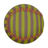 チョコレーストライプのトブラウンとオリーブグリーンの模様 野球ボール (正面左)