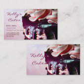 チョコレートいちごのクリームのケーキのピンクの名刺 名刺 (正面/裏面)