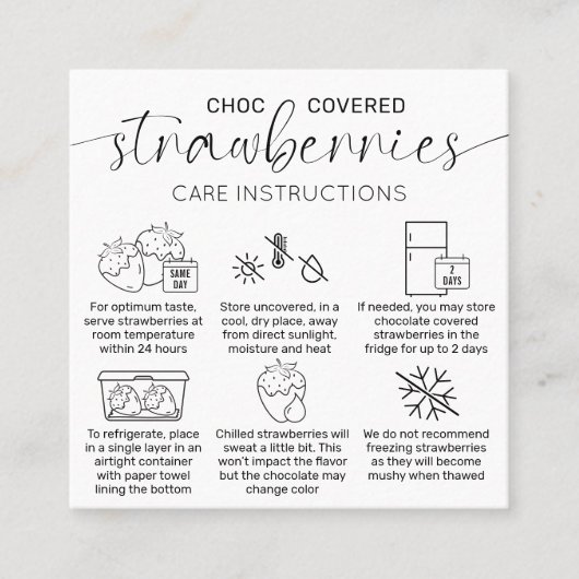 チョコレートいちごミニマルの気に指示 スクエア名刺 (正面)