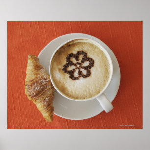 チョコレートおよびクロワッサン、イタリアが付いているカプチーノ ポスター