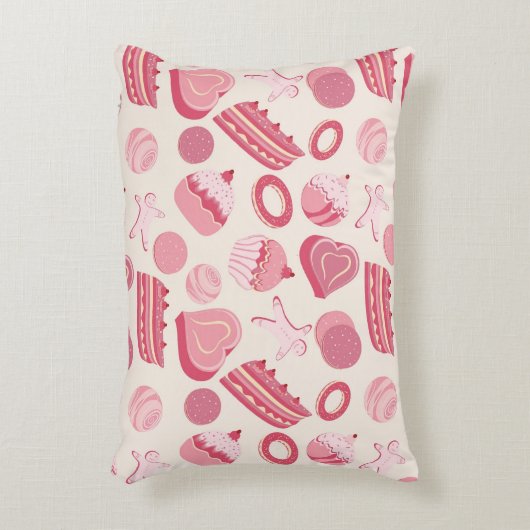 チョコレートおよびペストリーパターン2 アクセントクッション (正面(垂直))