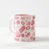 チョコレートおよびペストリーパターン2 ツートーンマグカップ (正面左)