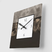 チョコレートおよび暗灰色のブロックは縞で飾ります スクエア壁時計 (傾斜)