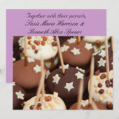 チョコレートおよび白いケーキの球 招待状 (正面/裏面)
