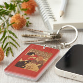 チョコレートおよび茶Co母および娘 キーホルダー (正面右)