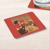 チョコレートおよび茶Co母および娘 スクエアペーパーコースター (アングル)