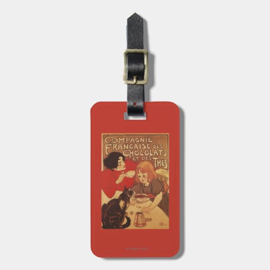 チョコレートおよび茶Co母および娘 ラゲッジタグ (正面縦)