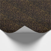 チョコレートおよび金ゴールドの花のダマスク織パターン ラッピングペーパー (角)