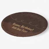チョコレートお誕生日ケーキつや消し ペーパープレート (アングル)