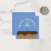 チョコレートお誕生日ケーキライトキャンドルコーンフラワーブルー ノートカード (正面/裏面インサイチュ)