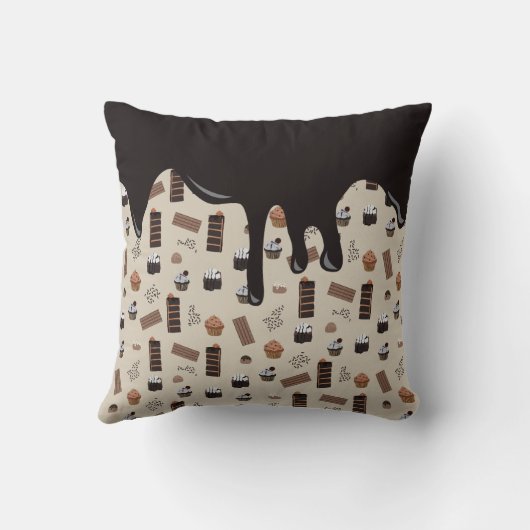 チョコレートお誕生日ケーキ誕生日パーティー クッション (裏面)