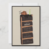 チョコレートお誕生日ケーキ誕生日パーティー 招待状 (正面)