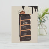 チョコレートお誕生日ケーキ誕生日パーティー 招待状 (スタンド正面)