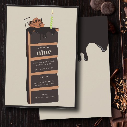 チョコレートお誕生日ケーキ誕生日パーティー 招待状