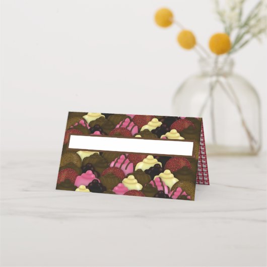 チョコレートが多すぎない – バレンタインデイキャンディ プレイスカード (正面)