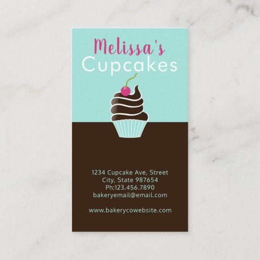 チョコレートさくらんぼのカップケーキの名刺 名刺 (裏面)