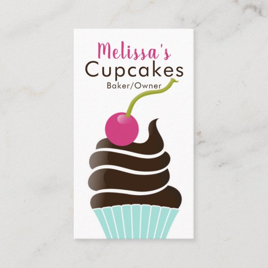 チョコレートさくらんぼのカップケーキの名刺 名刺 (正面)