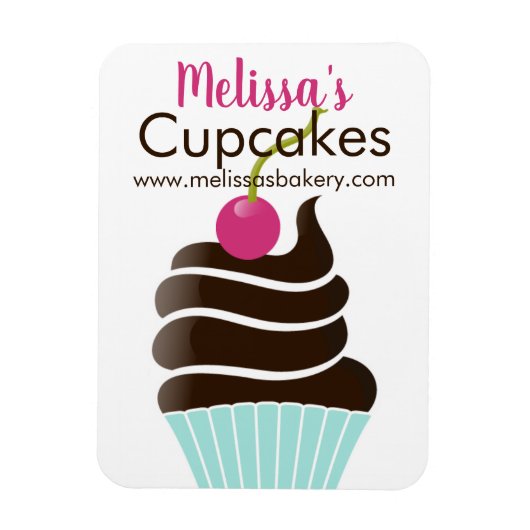 チョコレートさくらんぼカップケーキビジネスカードマグネット マグネット (縦)