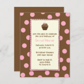 チョコレートさくらんぼカップケーキ招待状 招待状 (正面/裏面)