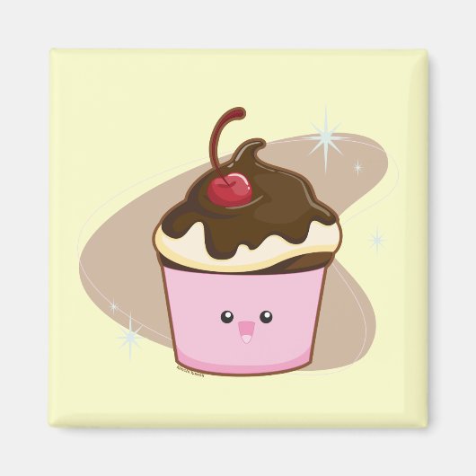 チョコレートさくらんぼカップケーキ マグネット (正面)