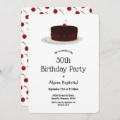 チョコレートさくらんぼケーキ|誕生日招待状 招待状 (正面/裏面)