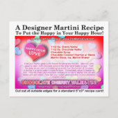 チョコレートさくらんぼバレンタインマルティーニレシピはがき ポストカード (正面)