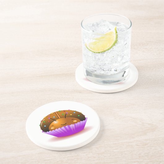 チョコレートてんとう虫のカップケーキのコースター コースター (側面)